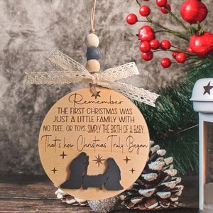 Kerststal kerst svg, christelijk ornament, Glowforge-bestanden, lasergesneden bestanden, Jezus ornament svg, kerstornament svg, Jezus geboorte