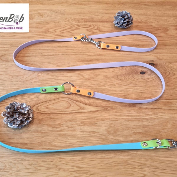 Individual BioThane dog leashes® (3-way adjustable) in different sizes & colors