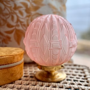 Art Deco frosted pink glass globe