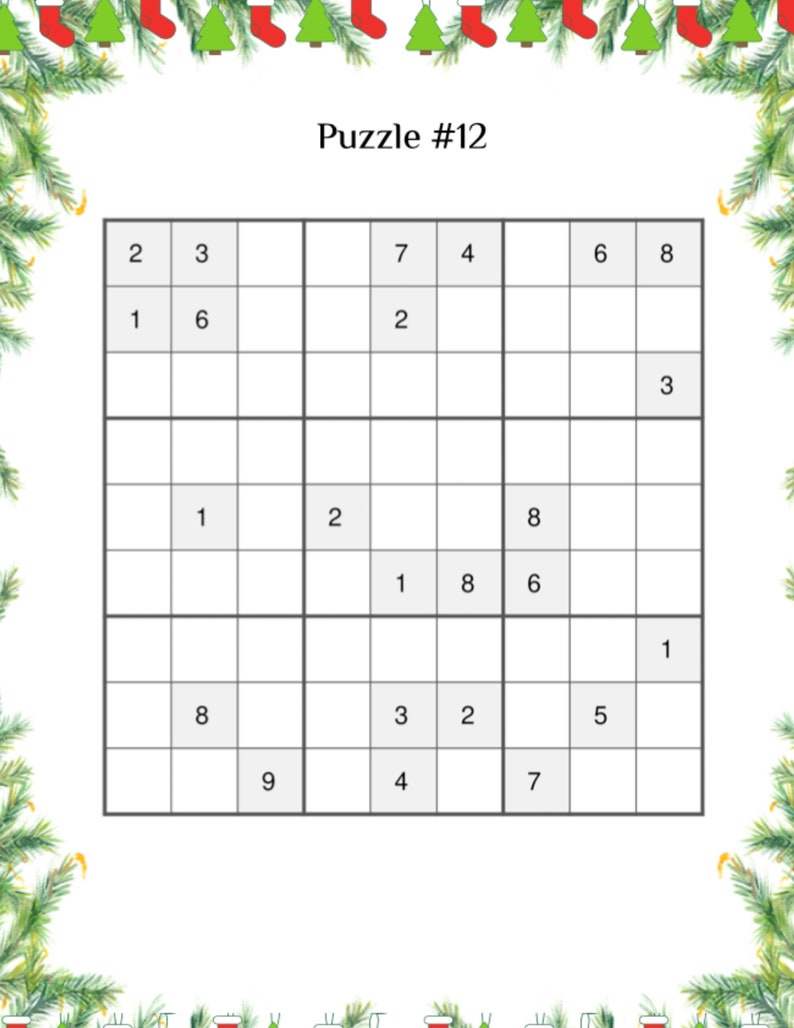 Christmas Sudoku Christmas Numbers Game Printable Christmas Activity Christmas Sudoku Christmas Numbers Game Printable Christmas Activity