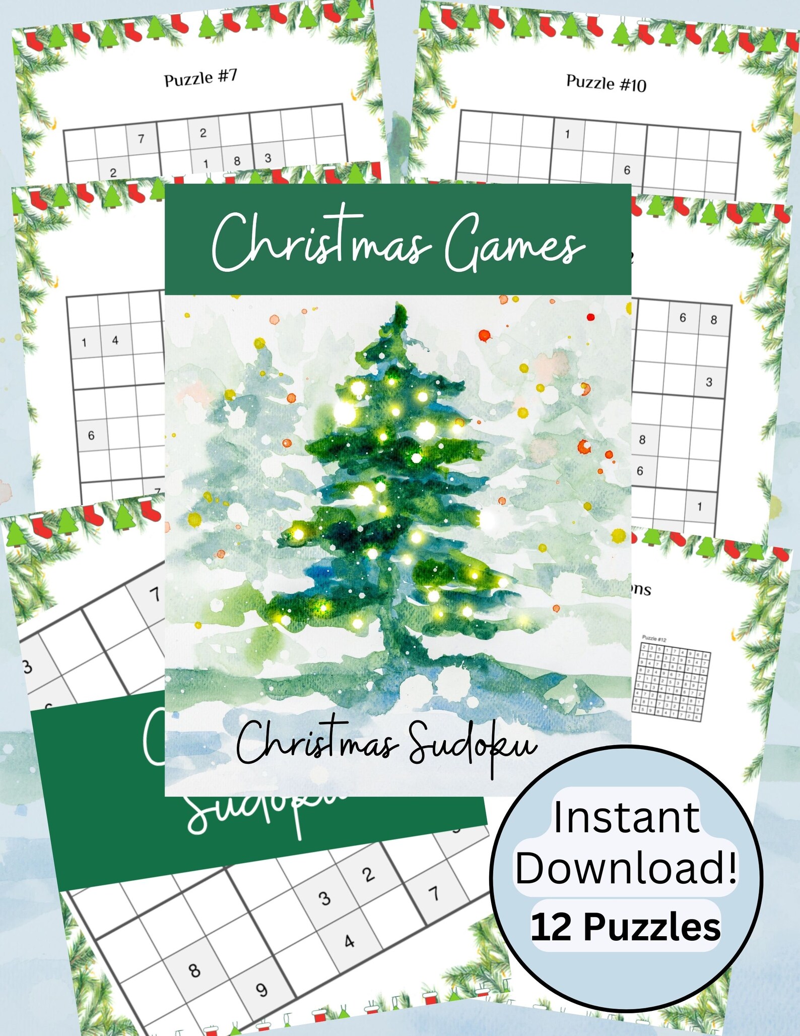 Christmas Sudoku, Christmas Numbers Game, Printable Christmas Activity