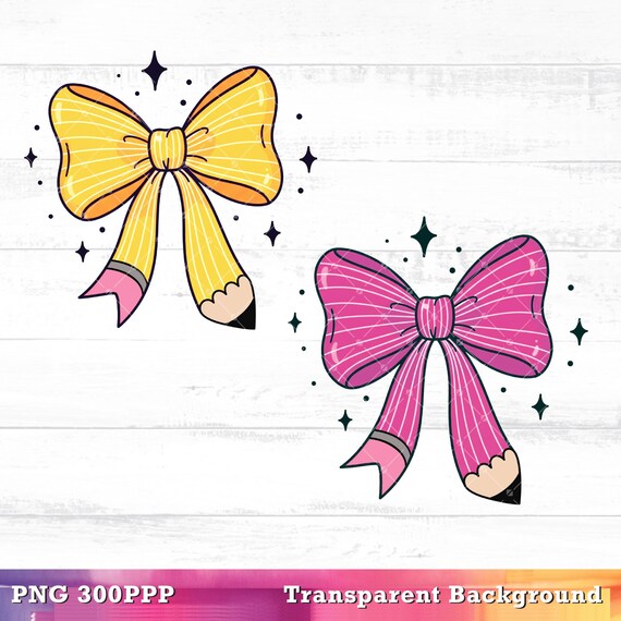 Pencil Coquette SVG, School Clipart, Teacher Cut File, Teacher Appreciation Gift, Pencil Bow Outline, Back to School PNG, Cricut - AB809