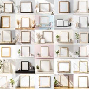 50 Picture Frame Mockup Bundle, Wall Mockup Frame, Frames Mockup, Art Display, Wooden Frame Mockup, Mockup Set, Interior Art Print - A944