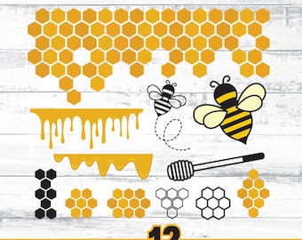 Bee Svg, Bee Bundle, Honeycomb Svg, Svg for shirts, svg bundle, digital files downloading, crafting svg files - AB115