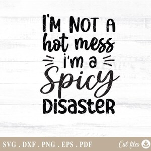 I’m not a hot mess i’m a Spicy Disaster Svg, Mom Life SVG, Instant Download, Silhouette, Commercial use, Funny Saying Quote - A787