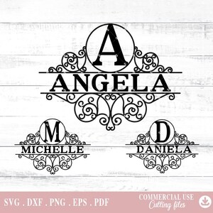 Monogram svg, Split Monogram Svg, split monogram frame, Split Alphabet Lettrs, digital files downloading, crafting svg file