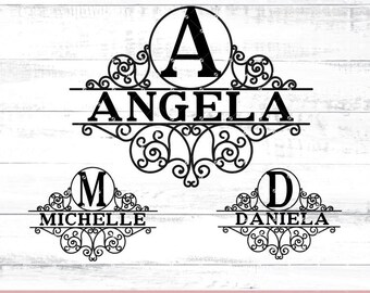 Monogram svg, Split Monogram Svg, split monogram frame, Split Alphabet Lettrs, digital files downloading, crafting svg file - AB071