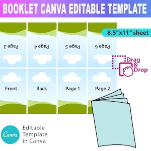 Booklet Canva Editable Template, Drag And Drop Canva Booklet, Fold Book Template, Digital Download, Mini Coloring Book,Canva Fold Book A1297