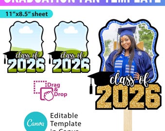 Sjabloon voor afstudeerwaaier 2026, Afstudeerwaaier, Bewerkbaar sjabloon voor afstudeerwaaier, Canva-mockup, Sjabloon voor afstudeerwaaier - AB959