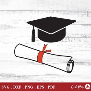 Graduation Cap and Diploma Svg, digital files, vector, for Cricut Silhouette, svg, dxf, eps, pn