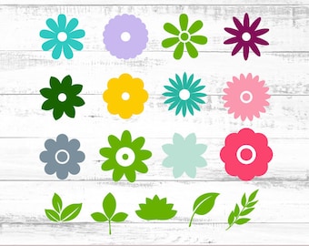 Flower Shape Svg, Flower Elements png, Cute Flower Svg Bundle, for Cricut Silhouette, Digital File Download, svg, dxf, png - AB125