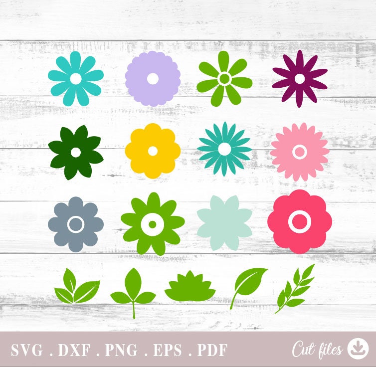 Flower Shape Svg, Flower Elements Png, Cute Flower Svg Bundle, for