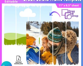 Canva-framesjabloon, Canva-framesjabloon met penseelstreken, Canva-frames, frame met verfstreken, frame, Canva-sjabloon, bewerkbare Canva-frames AB771