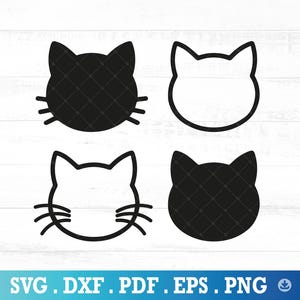 Cat Head SVG Bundle, Cat head silhouette svg, Cat Outline Bundle, Svg Png Digital Download, Cat Face SVG Outline, Cat Head Silhouette A1165
