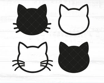 Cat Head SVG Bundle, Cat head silhouette svg, Cat Outline Bundle, Svg Png Digital Download, Cat Face SVG Outline, Cat Head Silhouette AB753