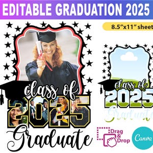 Graduate 2025 Template for Canva, Graduation Design, Editable Graduation Template, Canva Graduation, Senior 2025 Editable, Add Photo - A1200