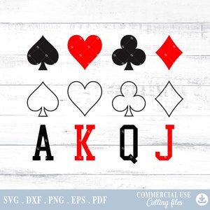 Card Suits Svg, Playing Card Suits Svg, Spade Svg, Diamond Svg, Club Svg, Heart Svg, digital file png, dxf png Cutting Files for Cricut