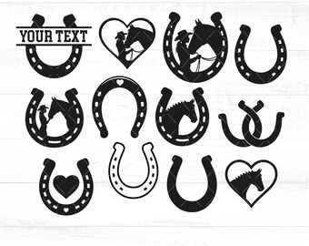 Pferd SVG Bundle, Pferde Silhouette, Hufeisen SVG, Pferdekopf SVG, Pferdeliebhaber SVG, Pferde Vektor, Pferdeherz, Schnittdateien für Cricut AB756