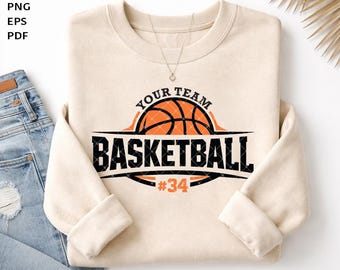 Basketbal Team Logo SVG | Aangepast Sportlogo Ontwerp Snijbestand | Basketbal Badge Svg Png Dxf | Teamshirt & DIRECTE DOWNLOAD - AB933