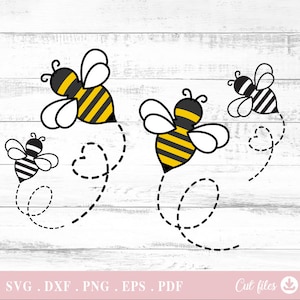 Bee Svg Bee Svg Cut Files, Flying Bee Svg, Honeybee Clipart, Bundle, for Cricut Silhouette, Digital File Download, svg, dxf