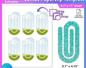 Jumbo paperclip Canva-sjabloon | Printbaar bladwijzerontwerp | Bewerkbaar clipsjabloon | Direct downloaden | Canva bewerkbaar AB922