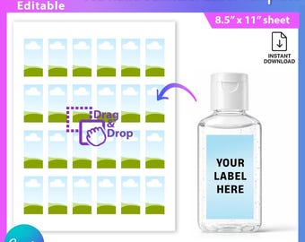 Etiket voor handdesinfectiemiddel van 30 ml (1 oz) | Canva-sjabloon | Printbaar flesetiket | Bewerkbaar, direct te downloaden - AB929