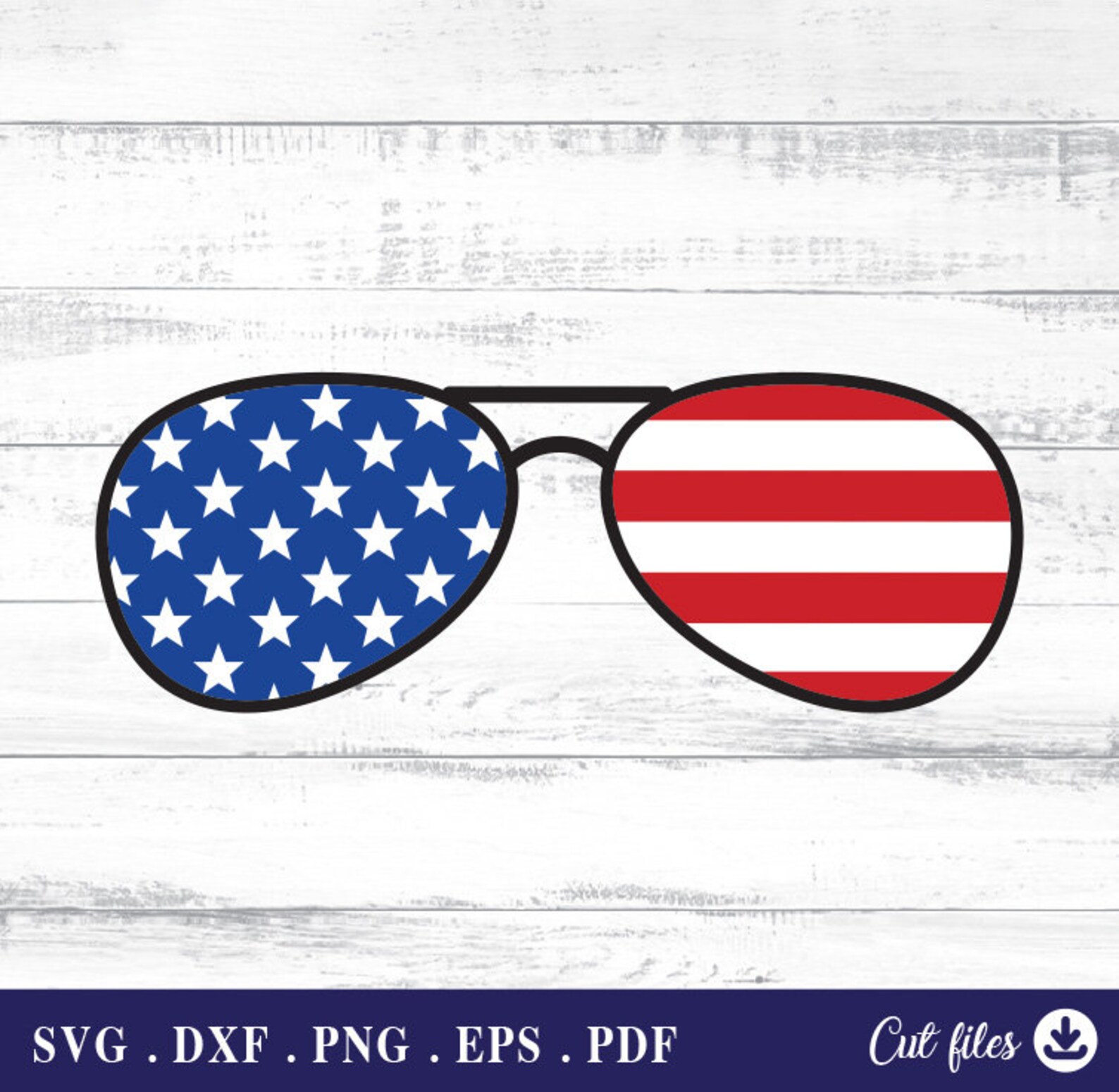 American Flag Sunglasses Svg, Digital Files, Vector, for Cricut