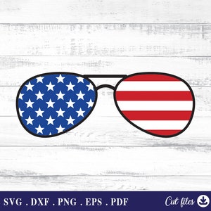 American Flag Sunglasses Svg, digital files, vector, for Cricut Silhouette, svg, dxf, eps, pn