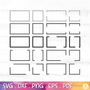 May include: A set of 10 different black and white frame outlines. The frames are in various sizes and shapes, including square, rectangle, and rounded corners. The frames are perfect for adding a touch of style to your projects.