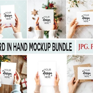Hand met uitnodiging mockup, kaart mockup met handen, kerstkaart in hand mockup, kaart mockup in hand PNG - A927