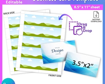 Bewerkbaar visitekaartjesjabloon voor Canva | Strak en minimalistisch visitekaartje | Zelf printbaar kaartje | Direct downloaden - AB930