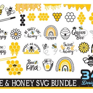 Bee SVG Bundle, Bee Kind, Bee Happy Svg, Sweet as Honey Svg, Bee Svg, Bee Sayings Svg, Bee Cricut Svg, Download di file digitali