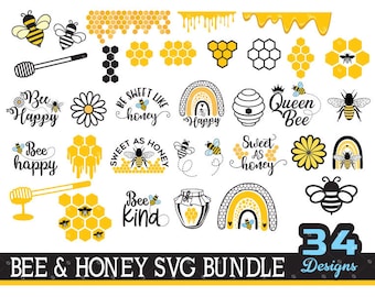 Bee SVG Bundle, Bee Kind, Bee Happy Svg, Sweet as Honey Svg, Bee Svg, Bee Sayings Svg, Bee Cricut Svg, Digital File Download - AB160