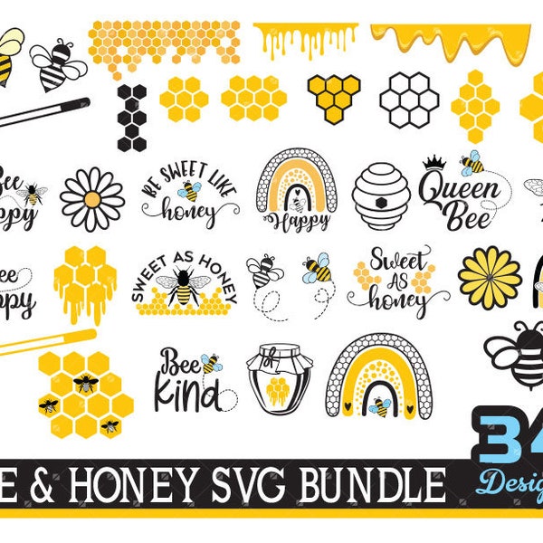 Bee SVG Bundle, Bee Kind, Bee Happy Svg, Sweet as Honey Svg, Bee Svg, Bee Sayings Svg, Bee Cricut Svg, Digital File Download