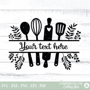 Kitchen Split Frame Svg, Split Monogram Svg, Cooking Svg, Kitchen Sign Svg ,digital file png, png Cutting Files for Cricut