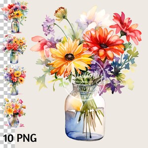 Watercolor Vase of Flowers PNG, PNG Design, Png Sublimation, Png Designs, Png,