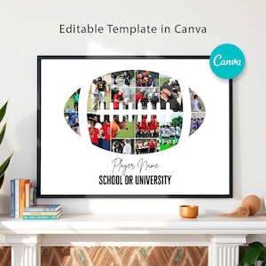 American football Photo Collage Canva Frame, Football Photo Collage, Editable Canva Template, Customizable Canva Design - A1026