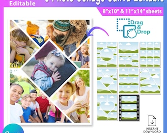 8 Photo Collage Canva Template Editable, Family Picture Frame, Printable Wall Art, Gift for Mom, 8x10 11x14 Download, Svg Png Svg Dxf- AB975