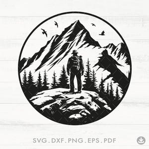 Hiking Svg Hiking Clipart, Hiker Silhouette Svg, Camping Forest  Svg, Hiking SVG, Outdoor SVG, Silhouette Clipart, Outdoors Png - A1002