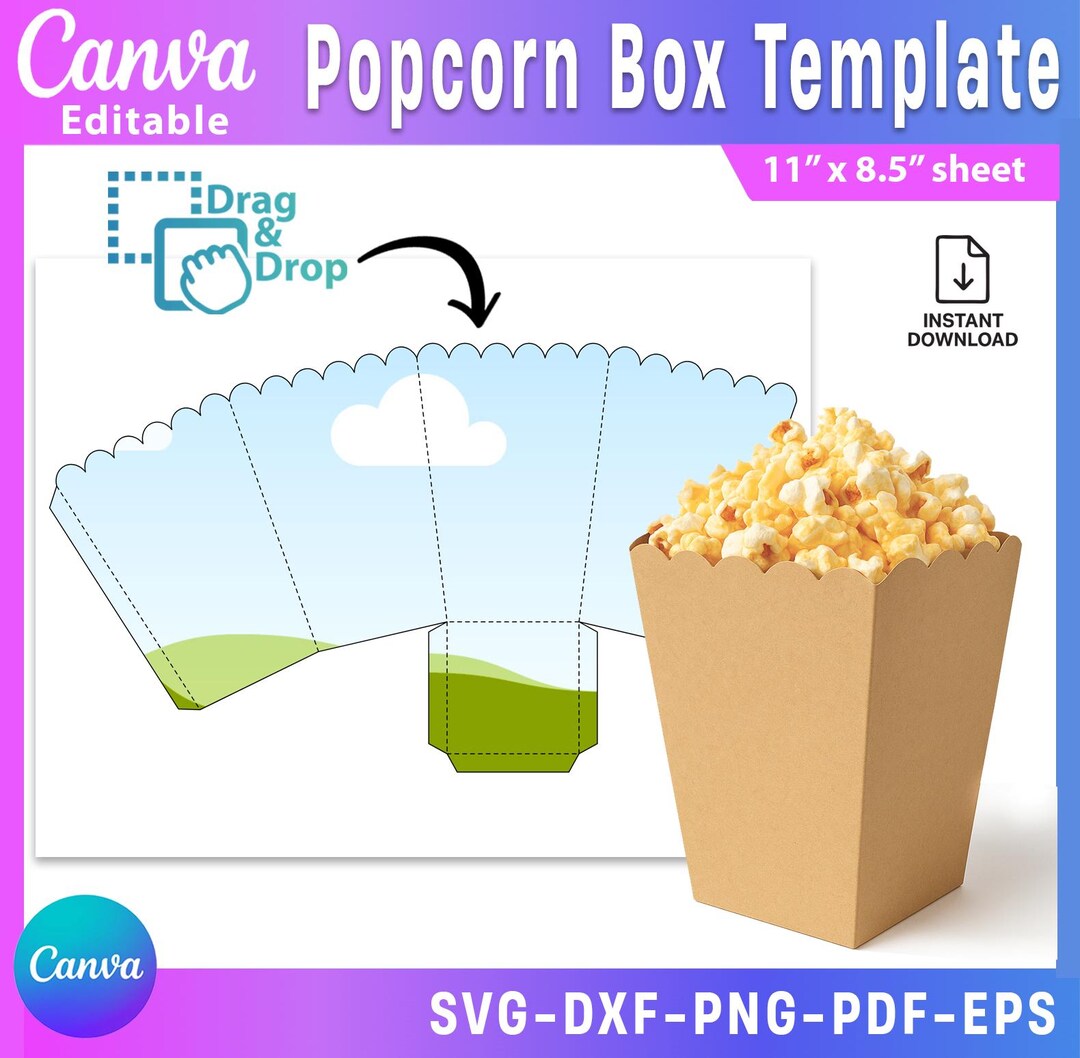 Popcorn Bucket Template.pdf Pop Corn Box Template, Popcorn Box, Popcorn Box Blank, Svg, Dxf, Png ...