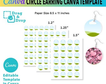 Plantillas de hojas de collage circulares de Canva, collage de arrastrar y soltar, plantilla de foto circular, plantilla de hoja de collage de Canva, círculo imprimible - AB751