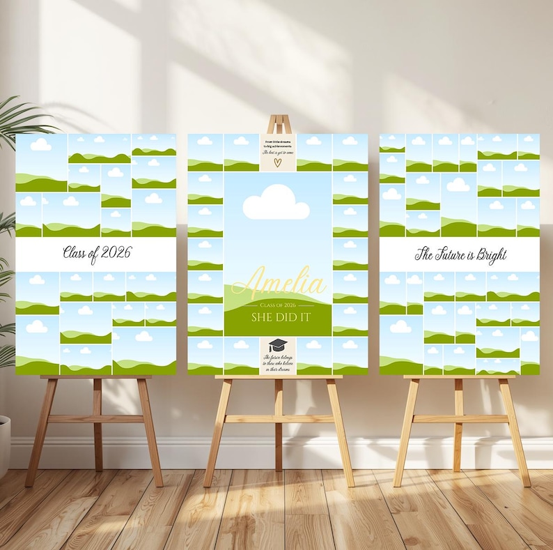 9 Graduation Photo Collage Templates, Editable Senior Board Canva Template, Class of 2026, 2027 Printable Poster, 18x24 20x30 24x36 - AB981 image 3