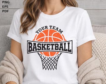 Basketbal Team Logo SVG | Aangepast Sportlogo Ontwerp Snijbestand | Basketbal Badge Svg Png Dxf | Team Shirt & DIRECTE DOWNLOAD - AB934