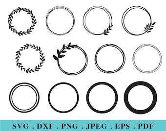 Circle Frame SVG Cut File, Wreath svg bundle, for Cricut Silhouette, svg, dxf, eps, png, Digital File Download - AB006