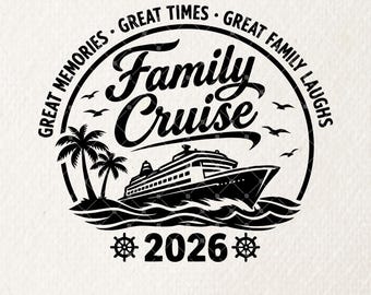 Familie Cruise 2026 T-shirt, Cruise Familie Vakantie T-shirt, Bijpassend Cruise T-shirt, Familie Reünie Cruise Cadeau, SVG Snijbestand voor Cricut AB966