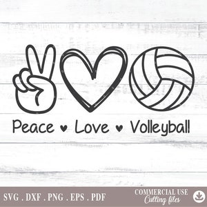 Peace Love Volleyball Svg, Volleyball Heart Svg, Heart Peace Love Volleyball Outline Svg, file digitale png, Svg Tagliare file per Cricut