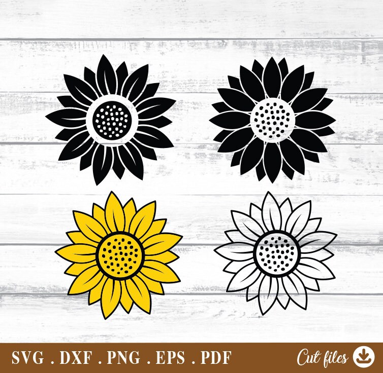 Sunflower Svg Flower Svg for Cricut Silhouette Svg Dxf - Etsy