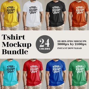 Bella Canvas 3001 T-Shirt Mockup Bundle, Mens Model Mockup, 24X Tshirt Mockup Bundle, Popular High-Quality Tee Shirt Mock-ups - A1206
