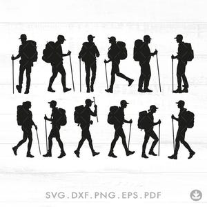 Hiker Svg, Hiker Silhouette Bundle, Svg Files for Cricut, Hiking Svg, Hiker Bundle, Hiker Silhouette Svg, Hiking SVG, People Clipart - A1007