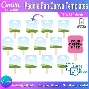 Paddle Fan Canva Template Bundle | Editable Fan Shapes | Graduation, Wedding, Church, Birthday Fan Templates | Instant Download - AB987